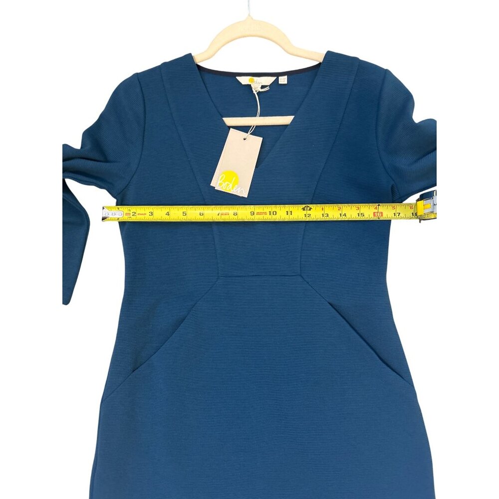 NWT Boden Women's Blue Bronte Ottoman 3/4 Sleeve Pockets Dress Size 6P - Picture 6 of 9